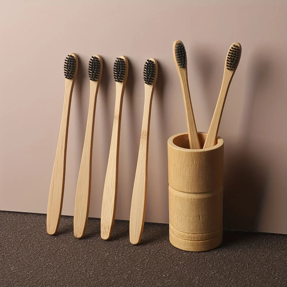 Bamboo Toothbrush - Gentle, Eco -Kind Daily Care ( Set of 6 )