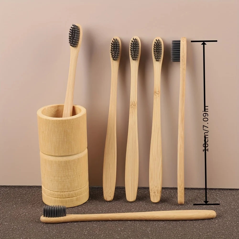 Bamboo Toothbrush - Gentle, Eco -Kind Daily Care ( Set of 6 )