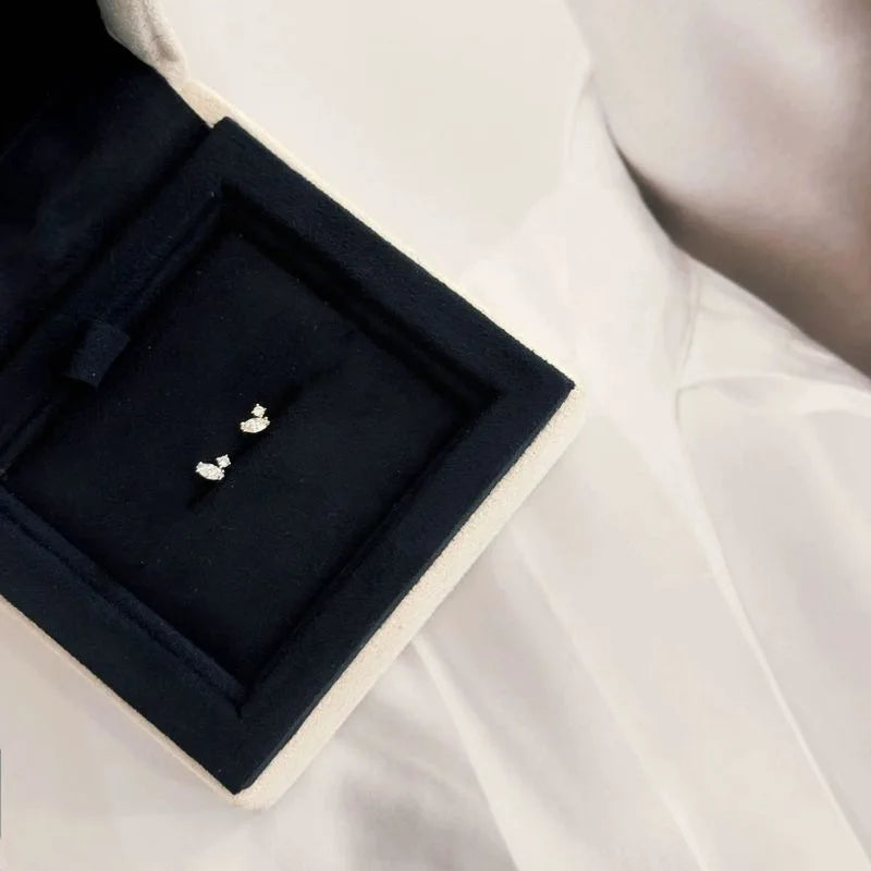 925 Sterling Silver Electroplated 18K Gold Mini zircon geometry earring