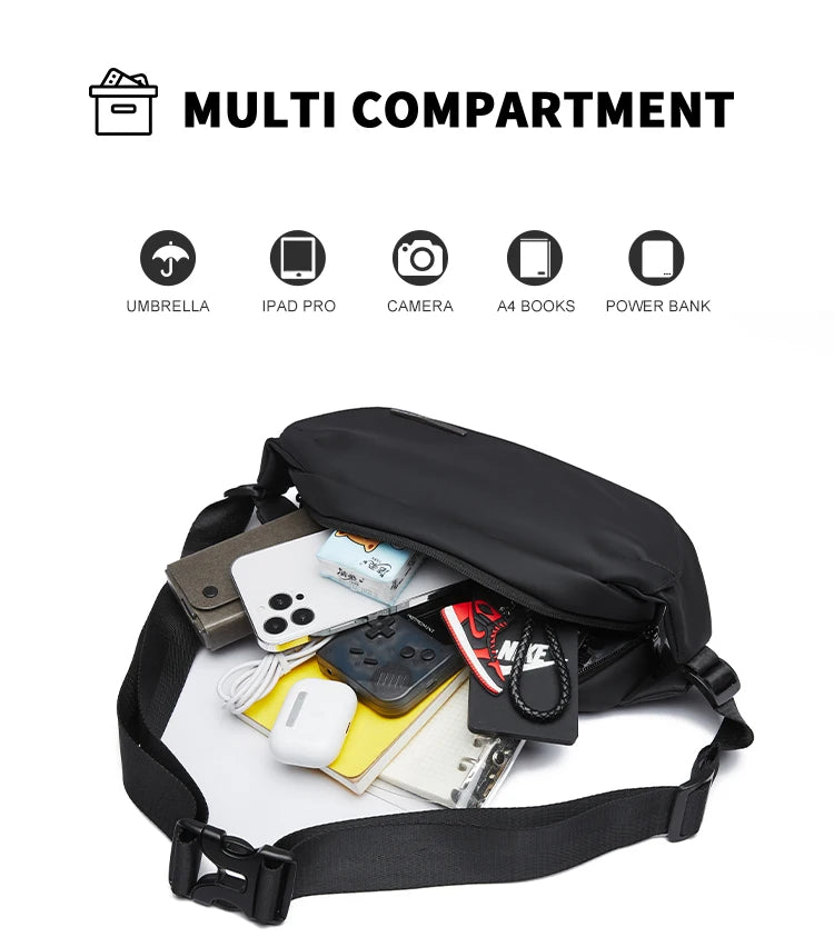 Premium Waterproof Crossbody Sling Bag with Magnetic Buckle