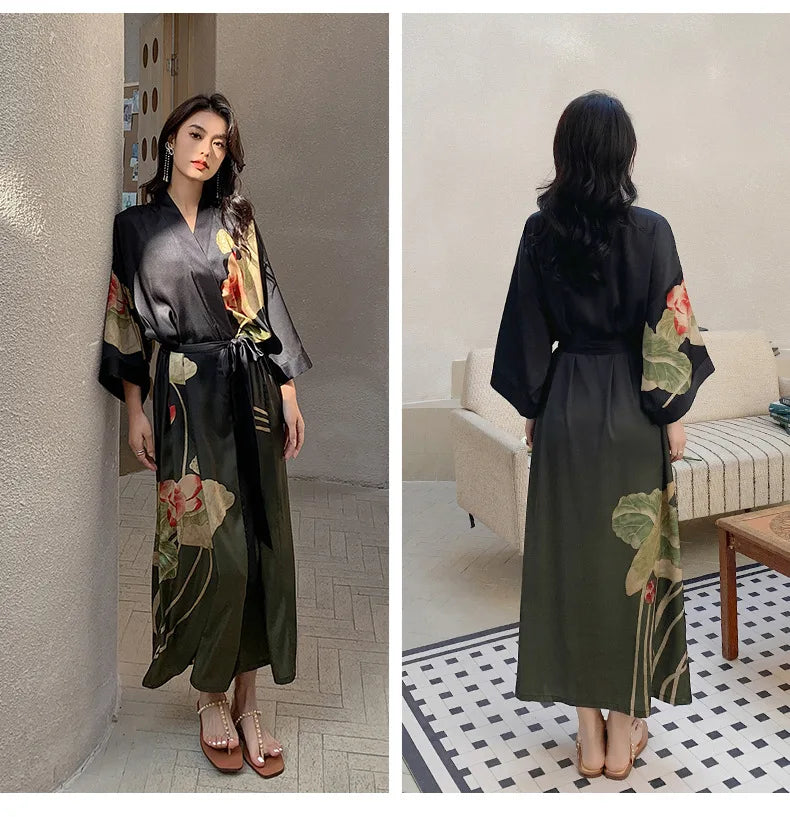 Art Print Kimono Gown ( Long )