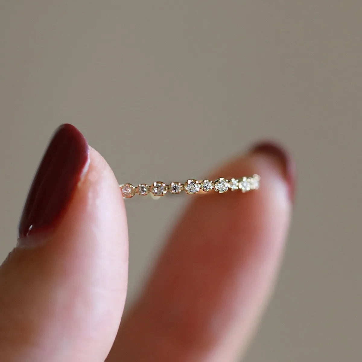 Delicate Sparkle Zircon Band Ring-14K Gold Plated