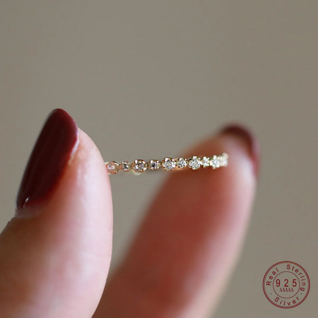 Delicate Sparkle Zircon Band Ring-14K Gold Plated