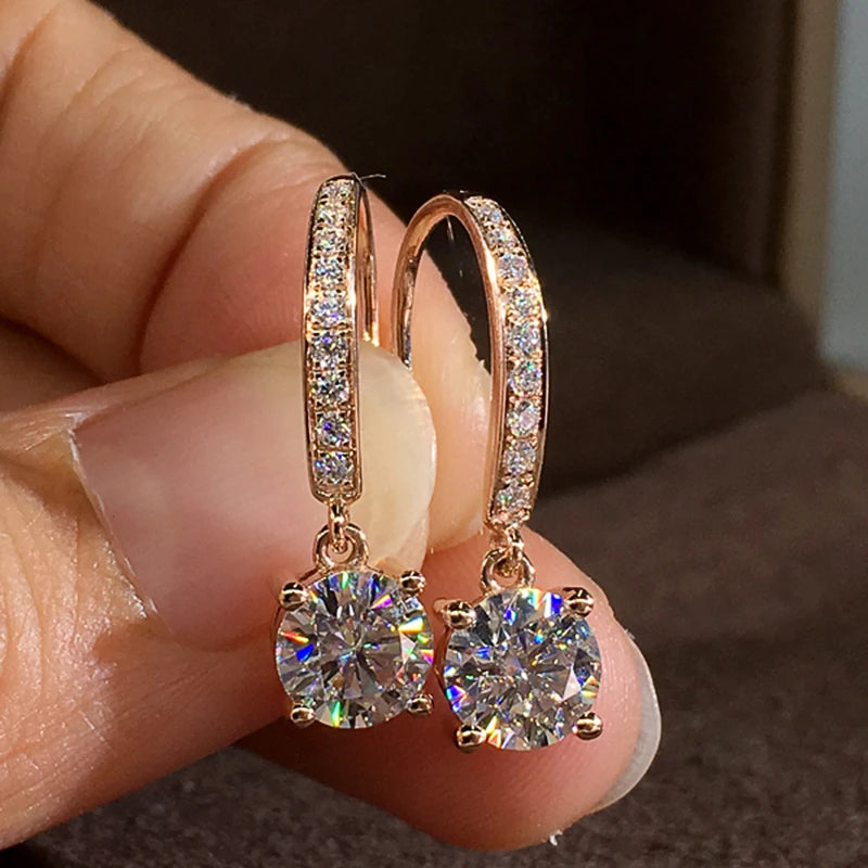 Pave Hoop Cubic Zirconia Drop Earrings
