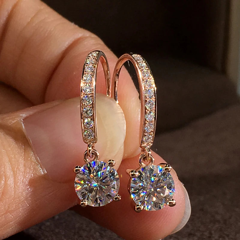 Pave Hoop Cubic Zirconia Drop Earrings