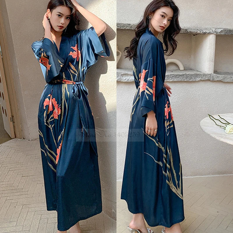 Art Print Kimono Gown ( Long )