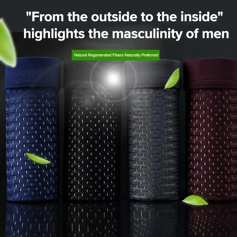 Men's Bamboo Boxer Briefs - Soft, Breathable Everyday Comfort ( Set of 4 )