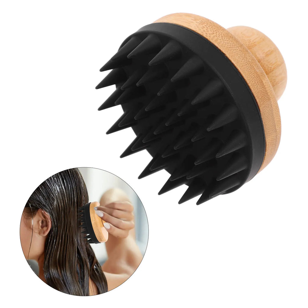Bamboo Scalp Massager & Gentle Shampoo Brush