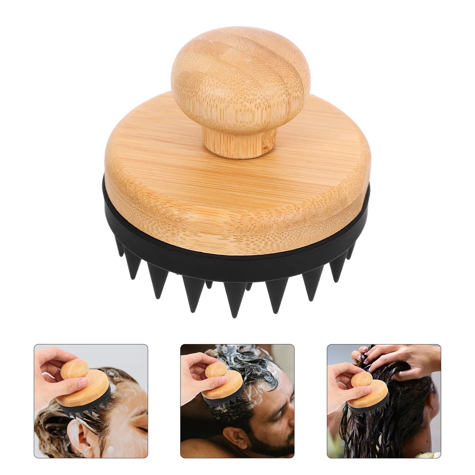 Bamboo Scalp Massager & Gentle Shampoo Brush