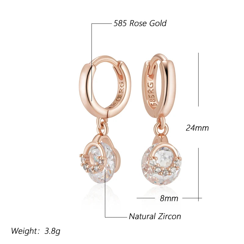 Rose Gold Cubic Zirconia Drop Hoop Earrings