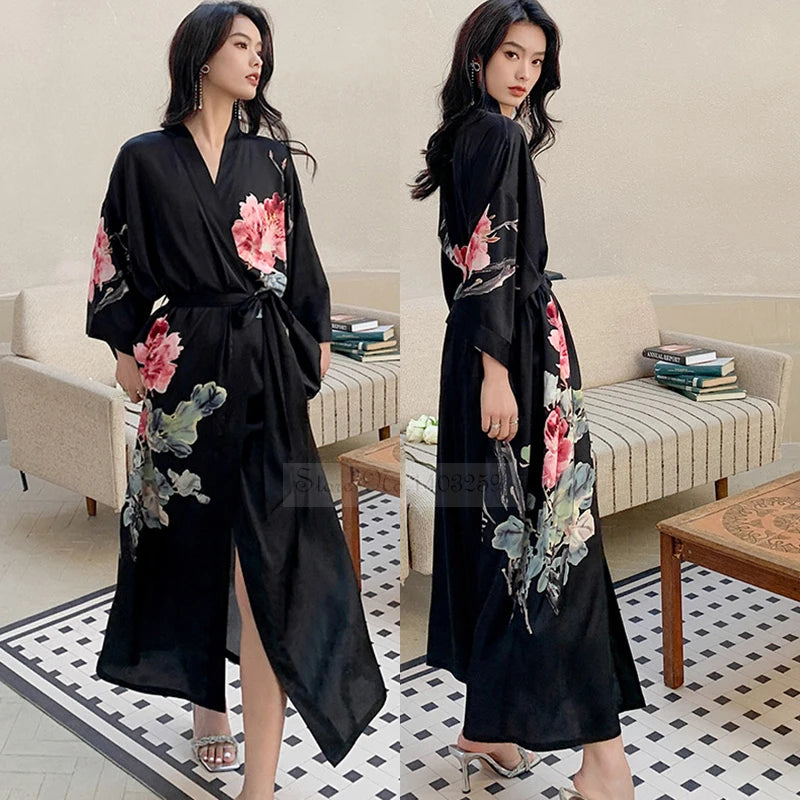 Art Print Kimono Gown ( Long )