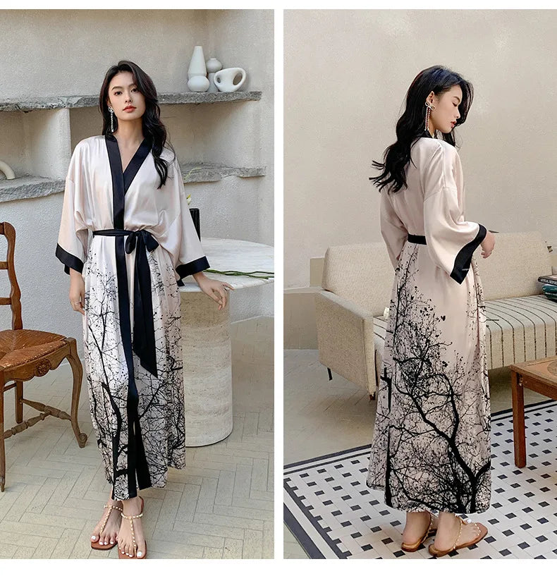 Art Print Kimono Gown ( Long )