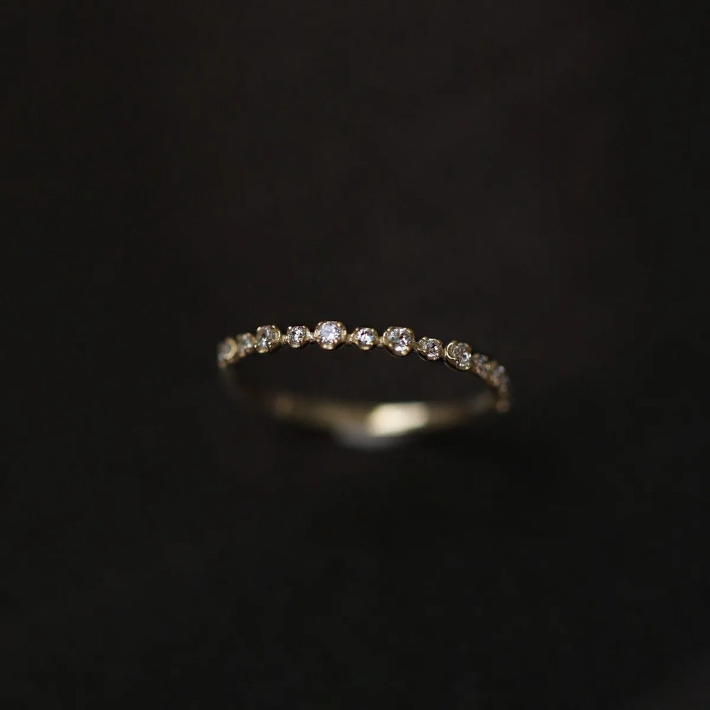 Delicate Sparkle Zircon Band Ring-14K Gold Plated