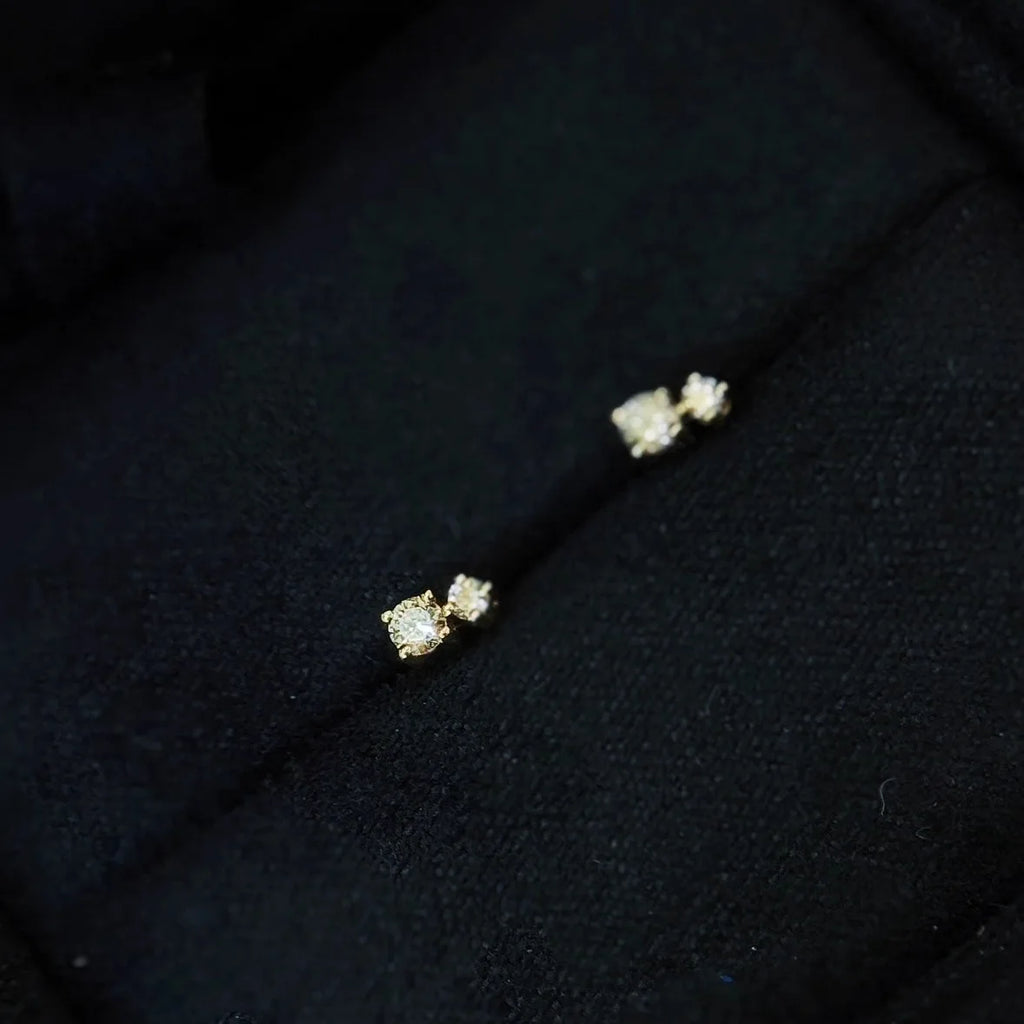 925 Sterling Silver Electroplated 18K Gold Mini zircon geometry earring