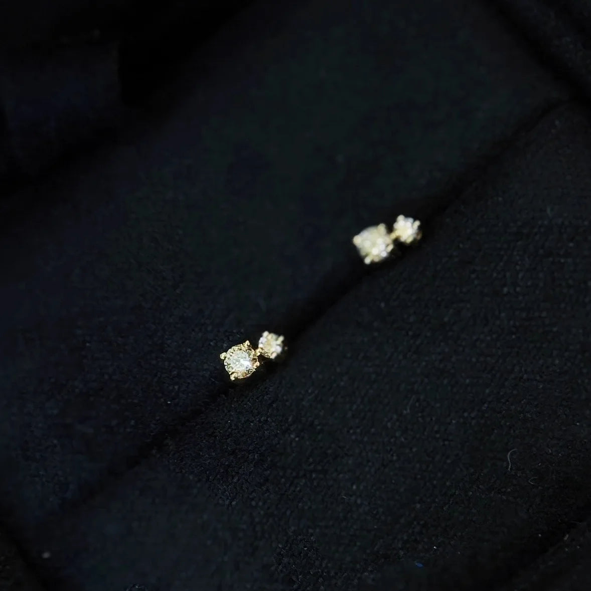 925 Sterling Silver Electroplated 18K Gold Mini zircon geometry earring