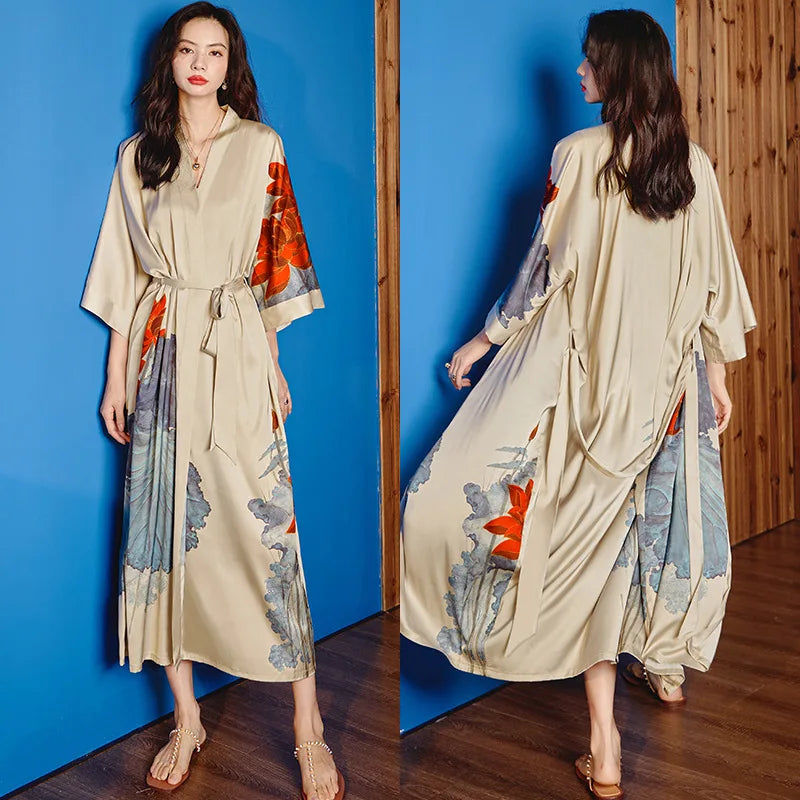 Art Print Kimono Gown ( Long )
