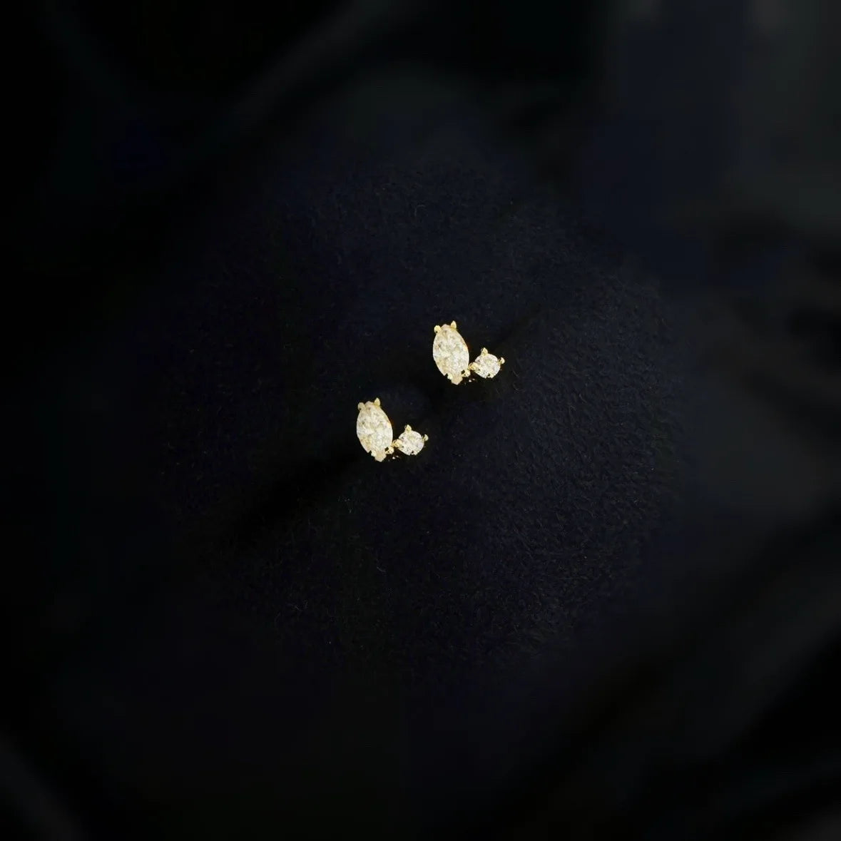 925 Sterling Silver Electroplated 18K Gold Mini zircon geometry earring