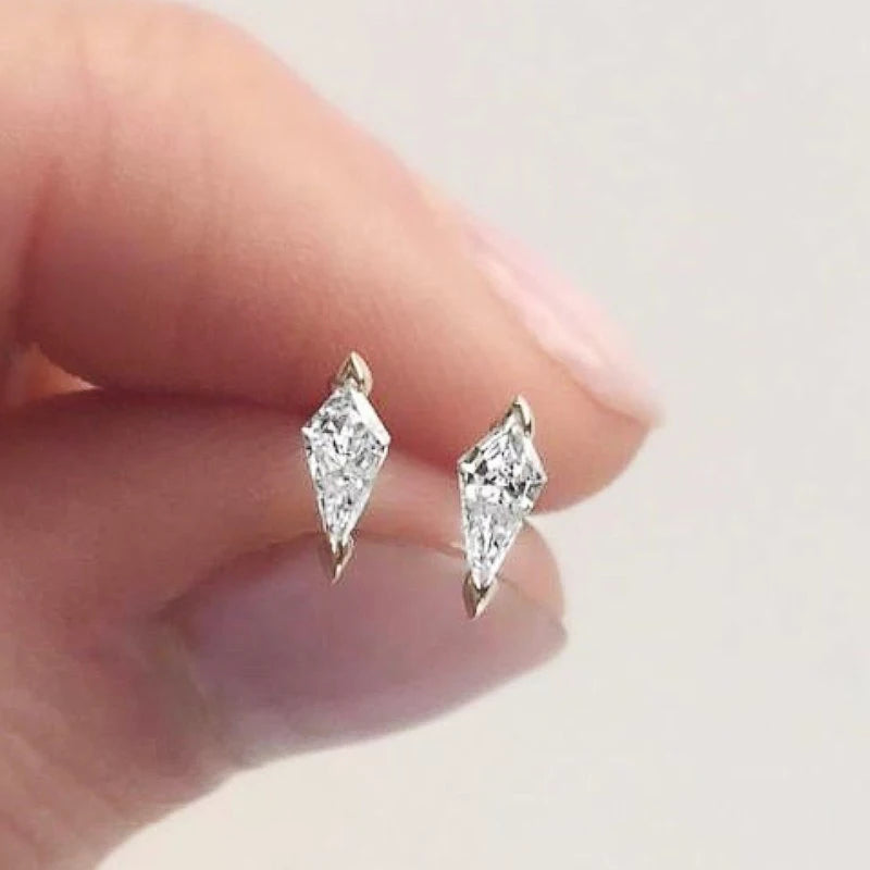 Diamond-Shape Cubic Zirconia Crystal Earrings