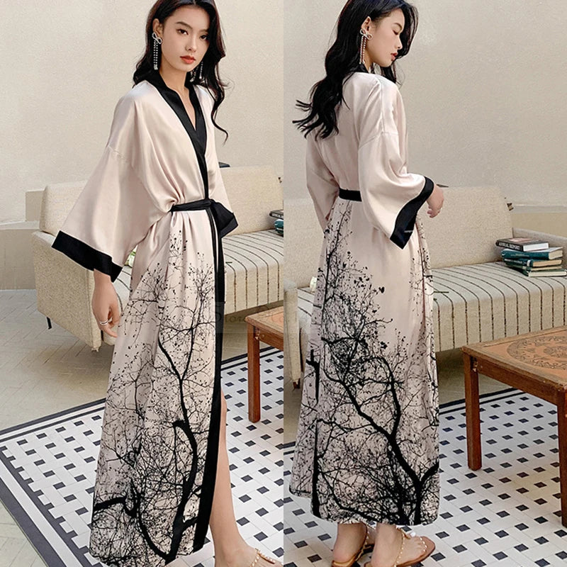 Art Print Kimono Gown ( Long )