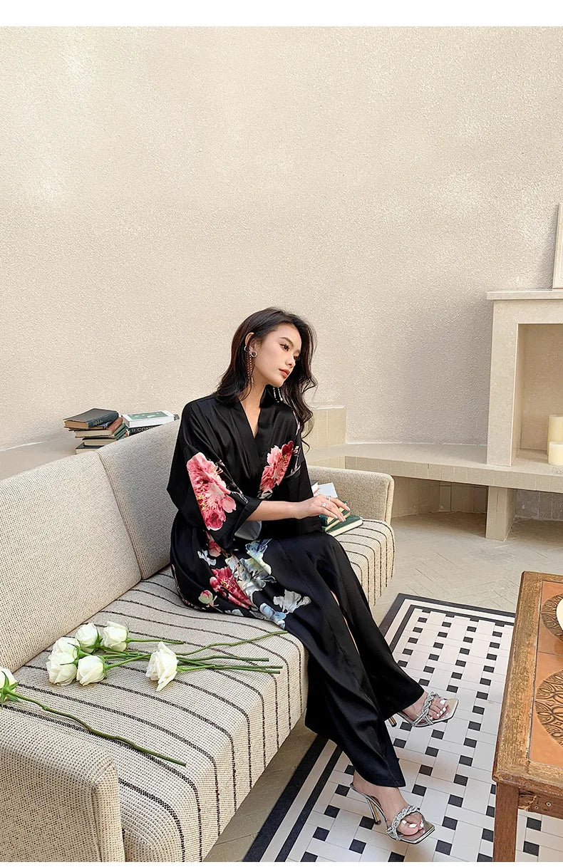 Art Print Kimono Gown ( Long )