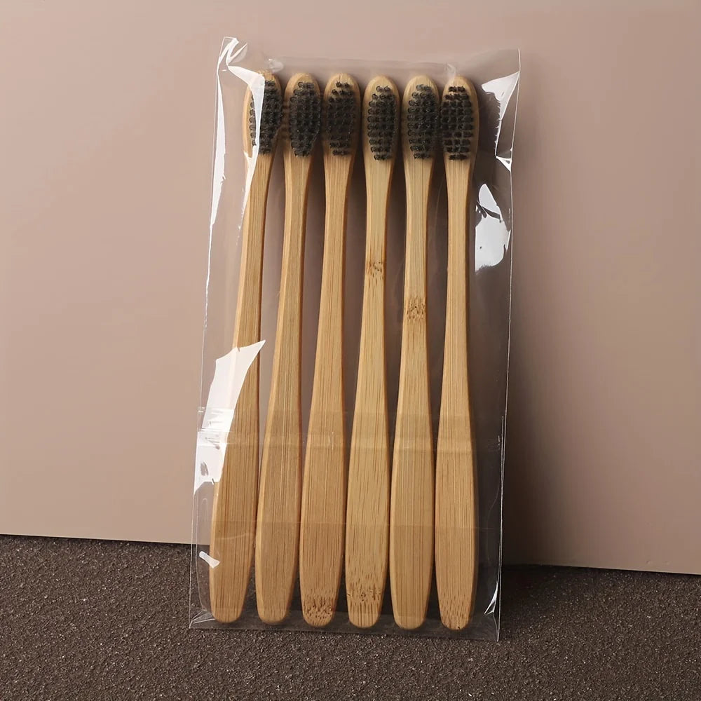 Bamboo Toothbrush - Gentle, Eco -Kind Daily Care ( Set of 6 )