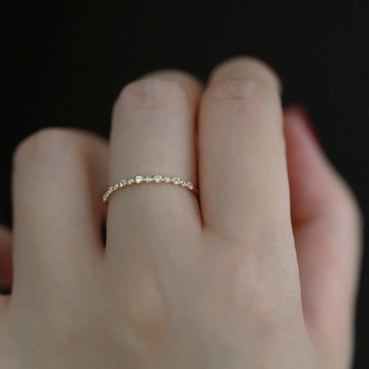 Delicate Sparkle Zircon Band Ring-14K Gold Plated