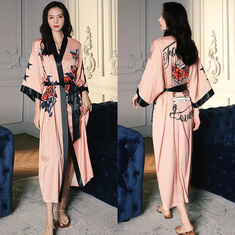 Art Print Kimono Gown ( Long )