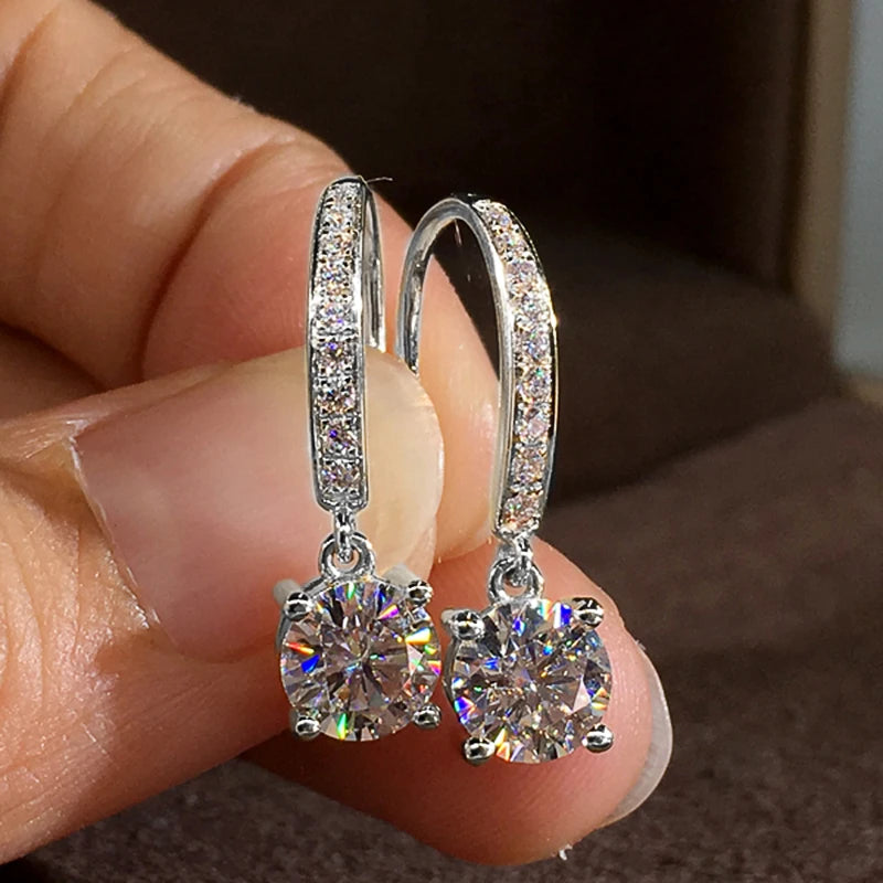 Pave Hoop Cubic Zirconia Drop Earrings
