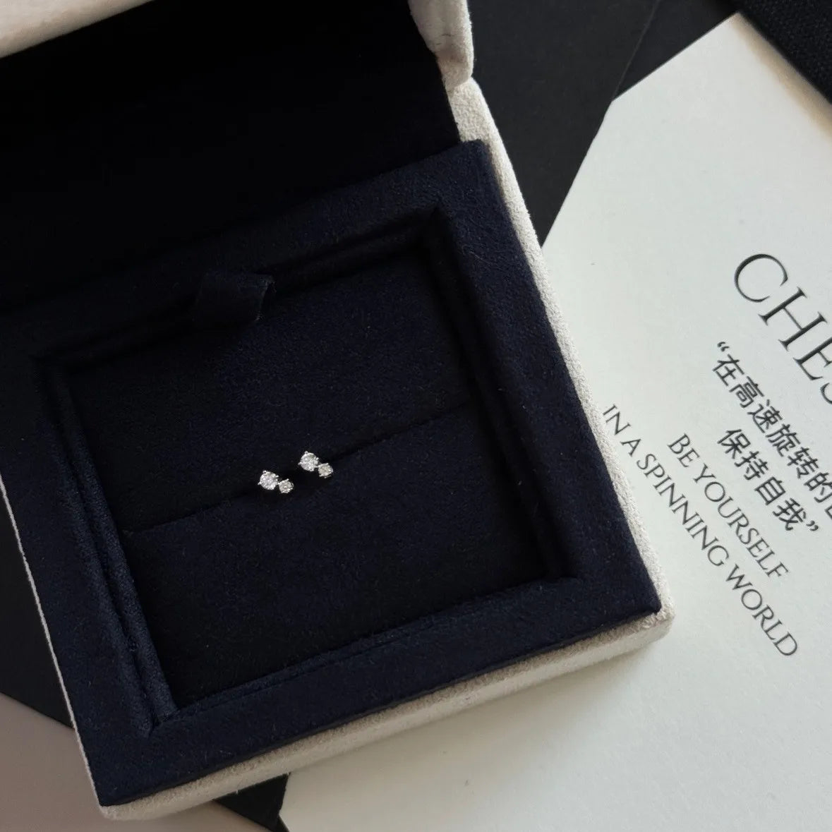 925 Sterling Silver Electroplated 18K Gold Mini zircon geometry earring