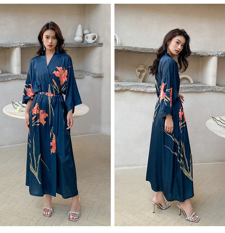 Art Print Kimono Gown ( Long )