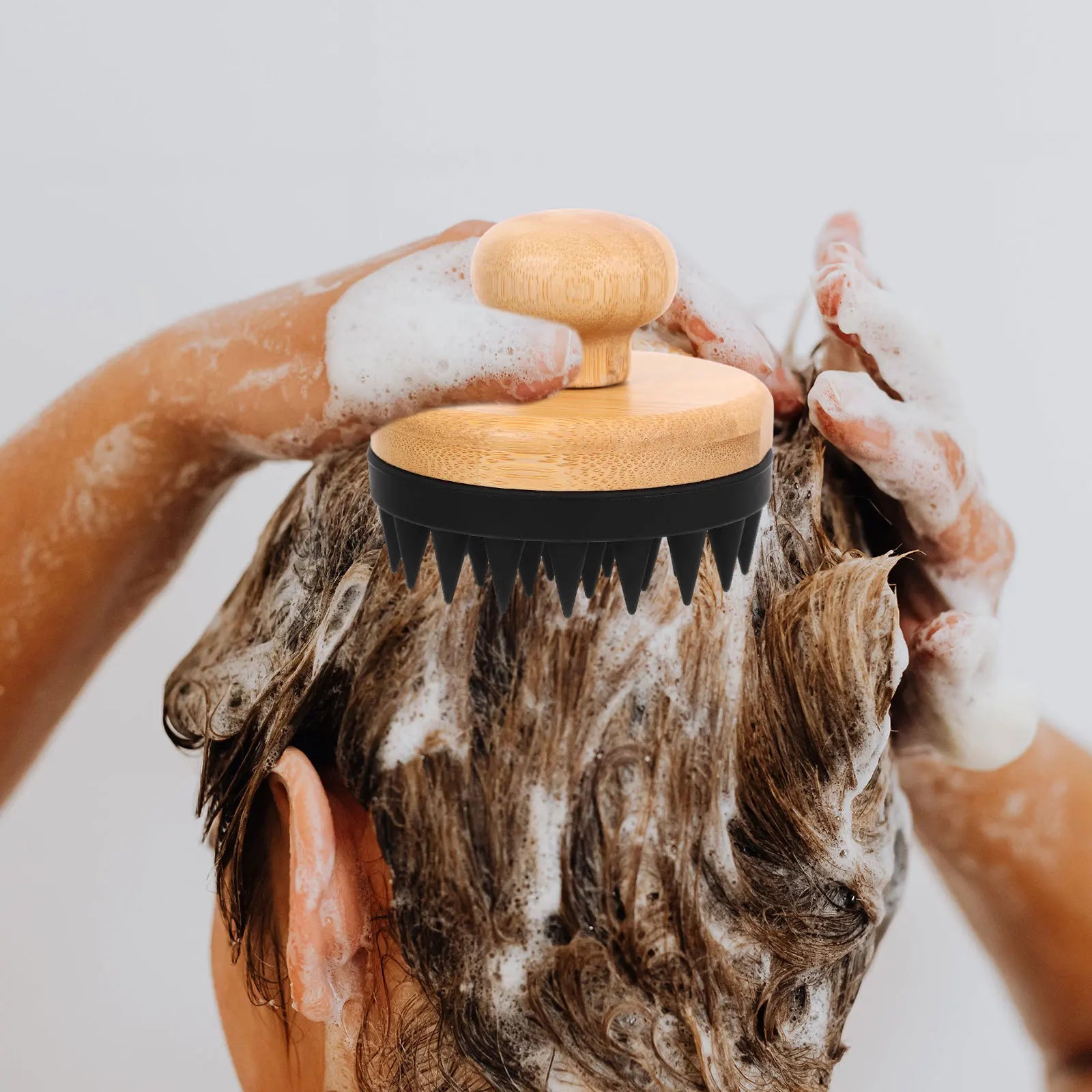 Bamboo Scalp Massager & Gentle Shampoo Brush